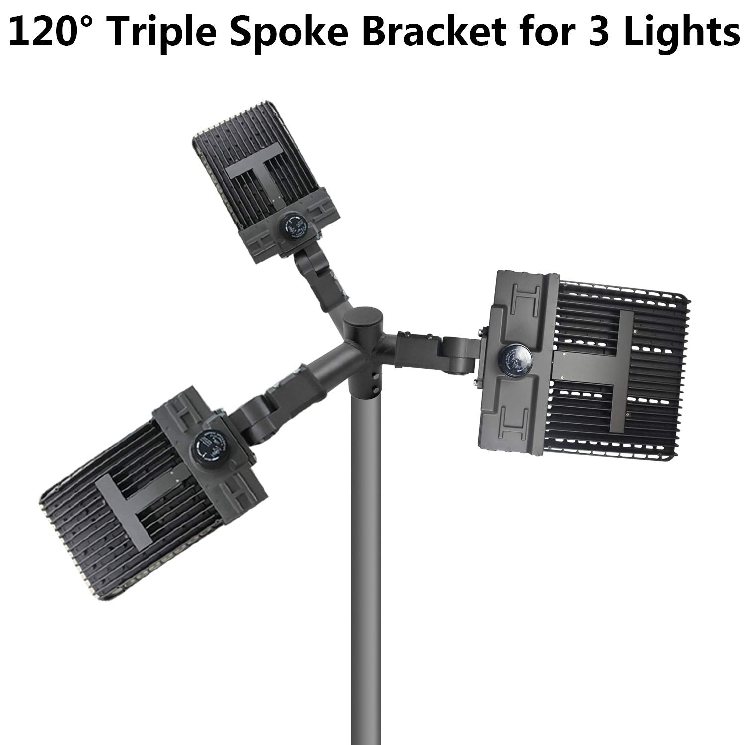 1000Led Triple 120 Degree Horizontal Tenon Adapter, Triple Spoke Bracket For 2-3/8 Inch Slip Fitter Light, Available For 2.5 Inc